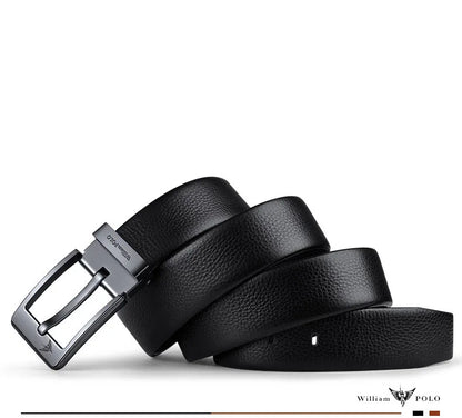 Men's leather casual belt, fashionable needle buckle business belt, personalized denim belt
