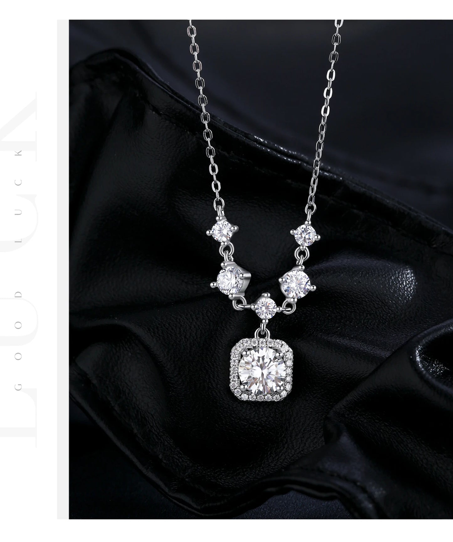 D Color Moissanite 925 Sterling Silver Luxury Geometric Charm Necklace Bracelet For Women Wedding Statement Jewelry Set