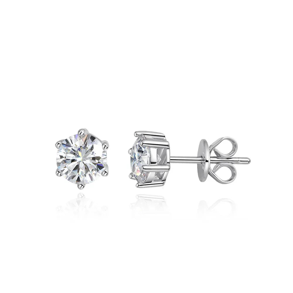 0.3-2 Carat Moissanite Stud Earrings S925 Silver Lab Diamond Earrings For Women Man Party Fine Jewelry