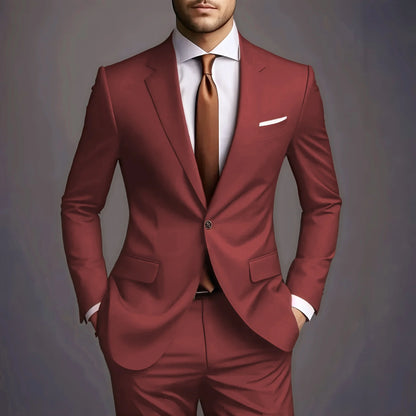 Elegant Men's Suits 2 Piece Set Fashion Korean Casual Slim Fit Social Groom Wedding Tuxedo