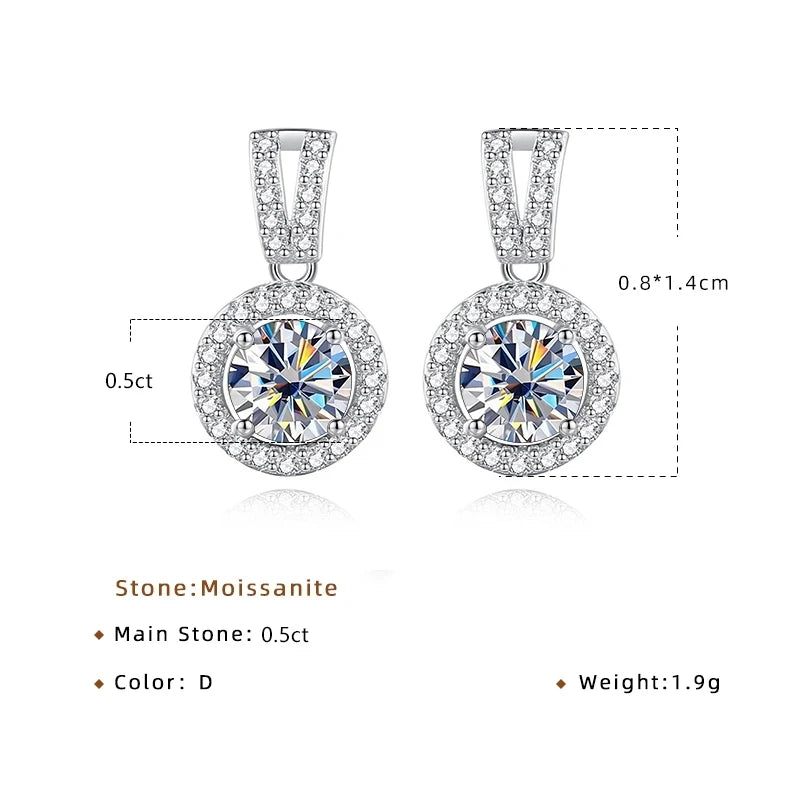 2ct total Moissanite Jewelry Set Sterling Silver 925 Necklace Earrings Fine Jewerly Wedding Set Pass Dismond Tester