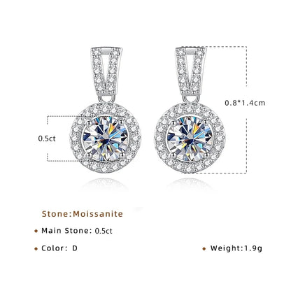 2ct total Moissanite Jewelry Set Sterling Silver 925 Necklace Earrings Fine Jewerly Wedding Set Pass Dismond Tester