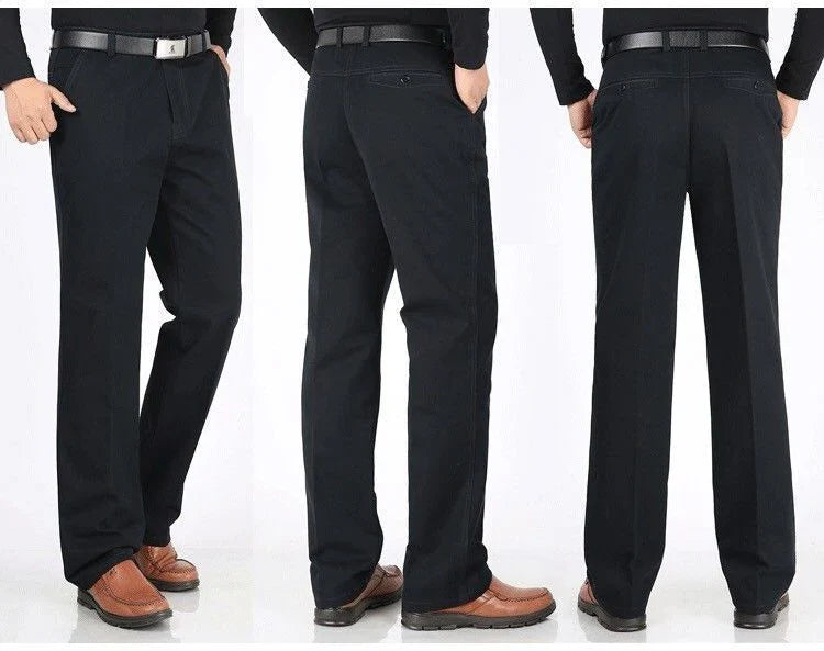 Winter Men's Thicken Fleece Casual Pants Stretch Loose Straight Warm Business Trousers Velvet Fashion Leisure Office Suit Pants