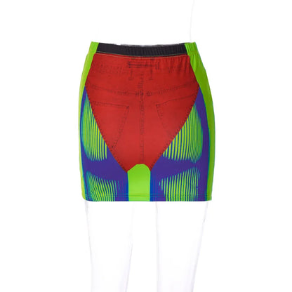 Fashion Women Tie Dye 3D Print Mini Skinny Skirt Female Summer Wrap Hips Skirt Ladies Sexy Streetwear Elestic Pencil Skirts