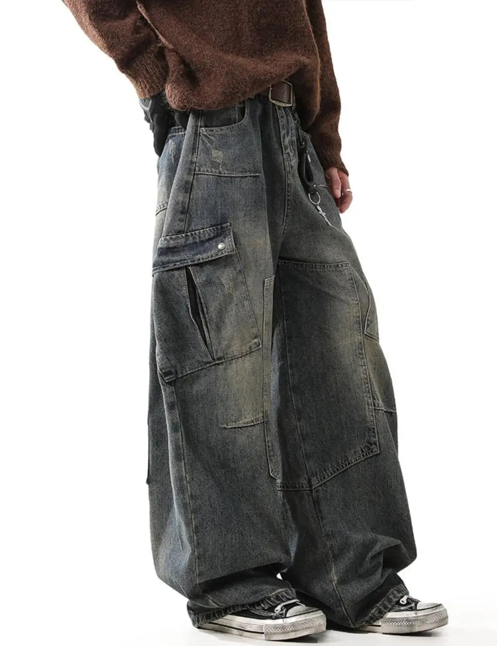 Baggy Barrel Jeans Wide Leg Cargo Jeans Loose Denim For Men And Women
