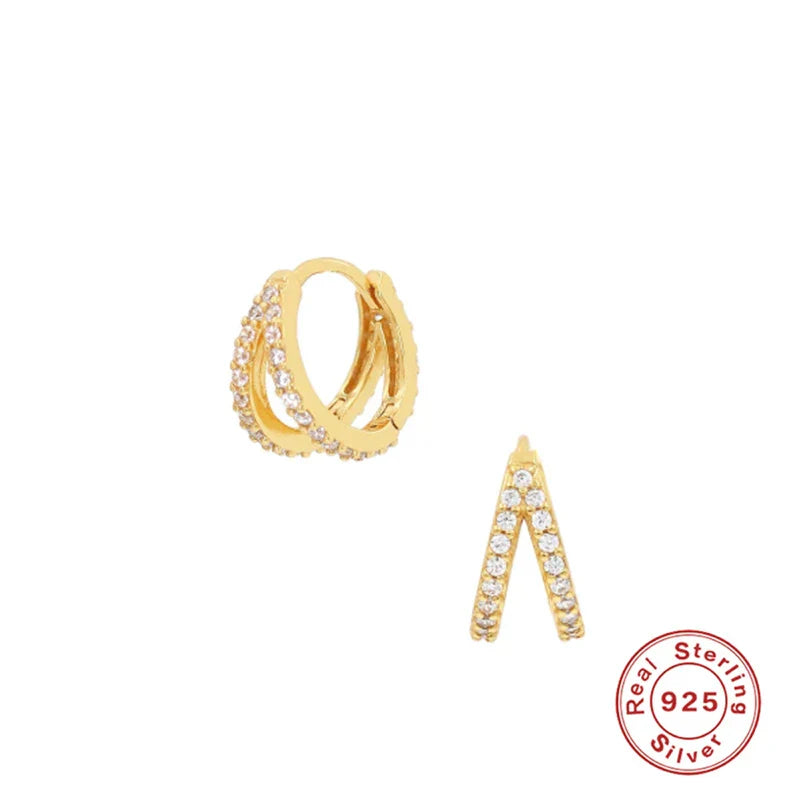 Ins Star Anise 925 Sterling Silver  Earring For Women Hoop Earrings Crystal Fine Jewelry Glossy 18K Gold Mom Gift Trend