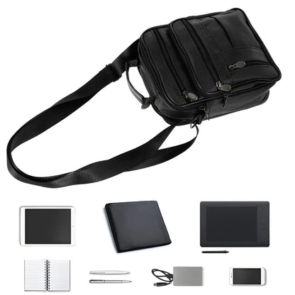 Leather Shoulder Bag for Men Small Crossbody Backpack Shoulder Bag with Adjustable Shoulder Straps PU Leather Chest Bag Daypack