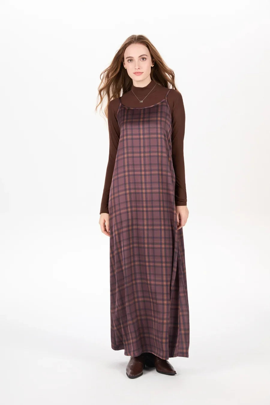 woman clothing mockneck + elegance slip satin dress matching look adjustable maxi floor length lady wear