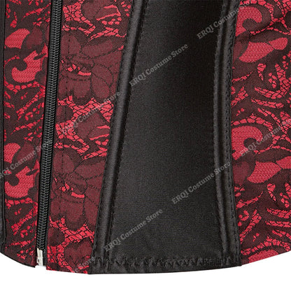 Overbust Corset Top with Straps Jacquard Corset Bustier Zipper Plus Size for Women Corset Dress with Skirt Black Red purple