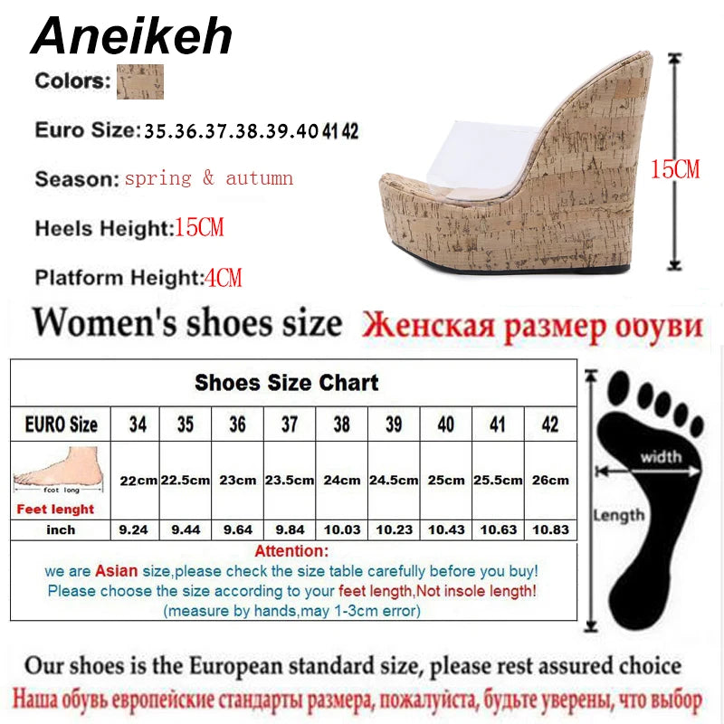 PVC Transparent Wedges Platform Sandals High Heeled Summer 2025 Fashion Women's Slippers Thick Sole Beach Shoes Mujer