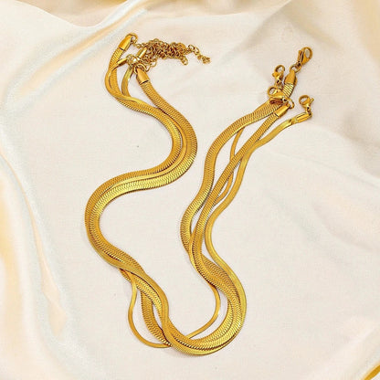 Gold Color Stainless Steel Necklaces For Unisex Waterproof Filmy Snake Chain Herringbone Choker Men Necklace Women Jewelry Gift