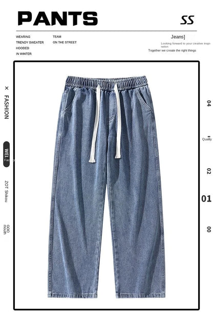 Men's American Style Loose Straight Leg Jeans Vintage Spring Summer New Arrival Drapey Trendy Wide Leg Long Pants
