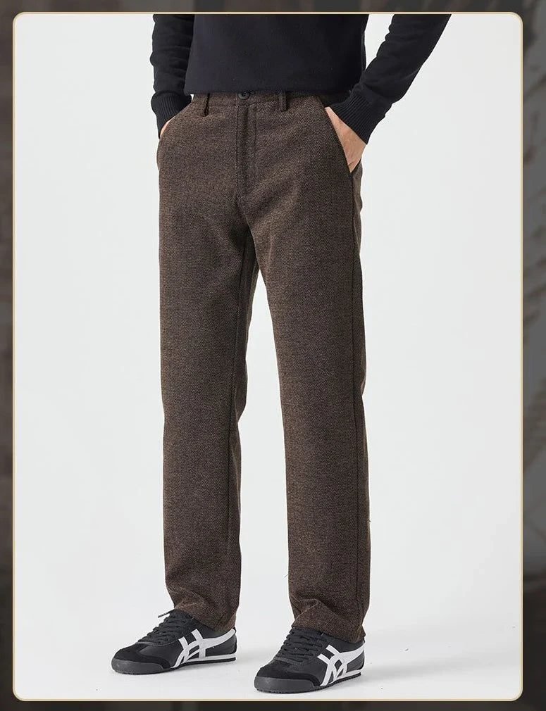 Men's Loose Casual Pants Autumn and Winter New Fashion Pocket Wide-leg Business Pants Comfortable Elastic Waist Stretch Pants