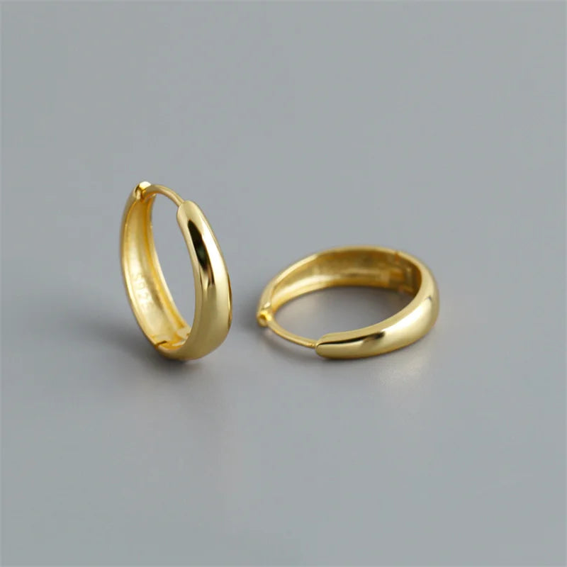 925 Sterling Silver Simple Statement Matte Large Huggies Hoop Earrings for Men Women Fine Gothic Punk Charms S925 Jewelry