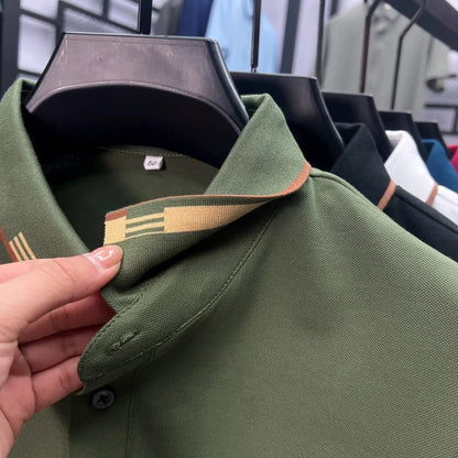 Luxury Design Men's Polo Shirt Lapel Short Sleeve T-Shirt Summer New Solid Color Simple Fashion Casual Business Office Menswear