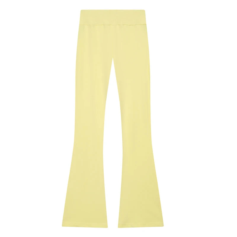 Women's Suits Flare Pants Sets 2 Piece Set Fleece Elastic Waist Trouser Suit Cropped Sweatshirts Jacket Two-Piece Set