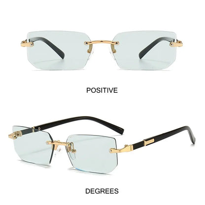 Rimless Sunglasses Rectangle Fashion Popular Women Men Shades Small Square Sun Glasses For Female male Summer Traveling Oculos