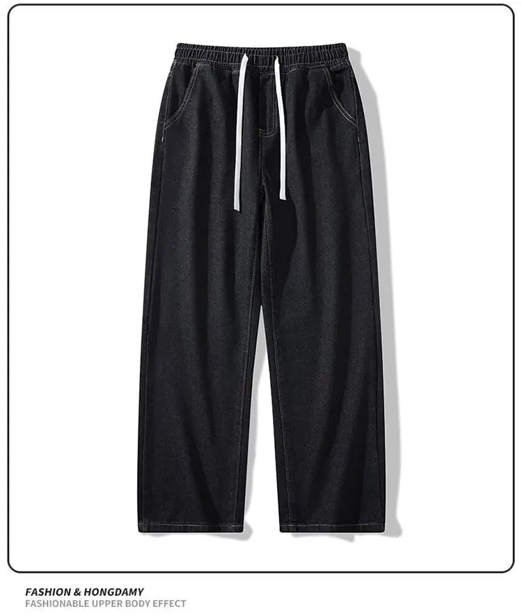 Calça Jeans Masculina Primavera Outono Tendência High Street Reta Perna Larga Roupas Masculinas Calça Jeans Corte Reto
