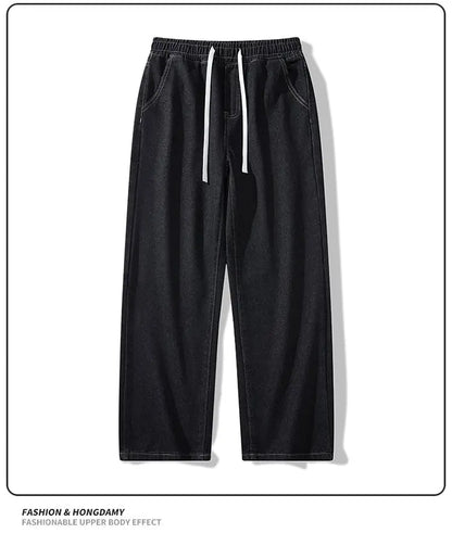 Calça Jeans Masculina Primavera Outono Tendência High Street Reta Perna Larga Roupas Masculinas Calça Jeans Corte Reto