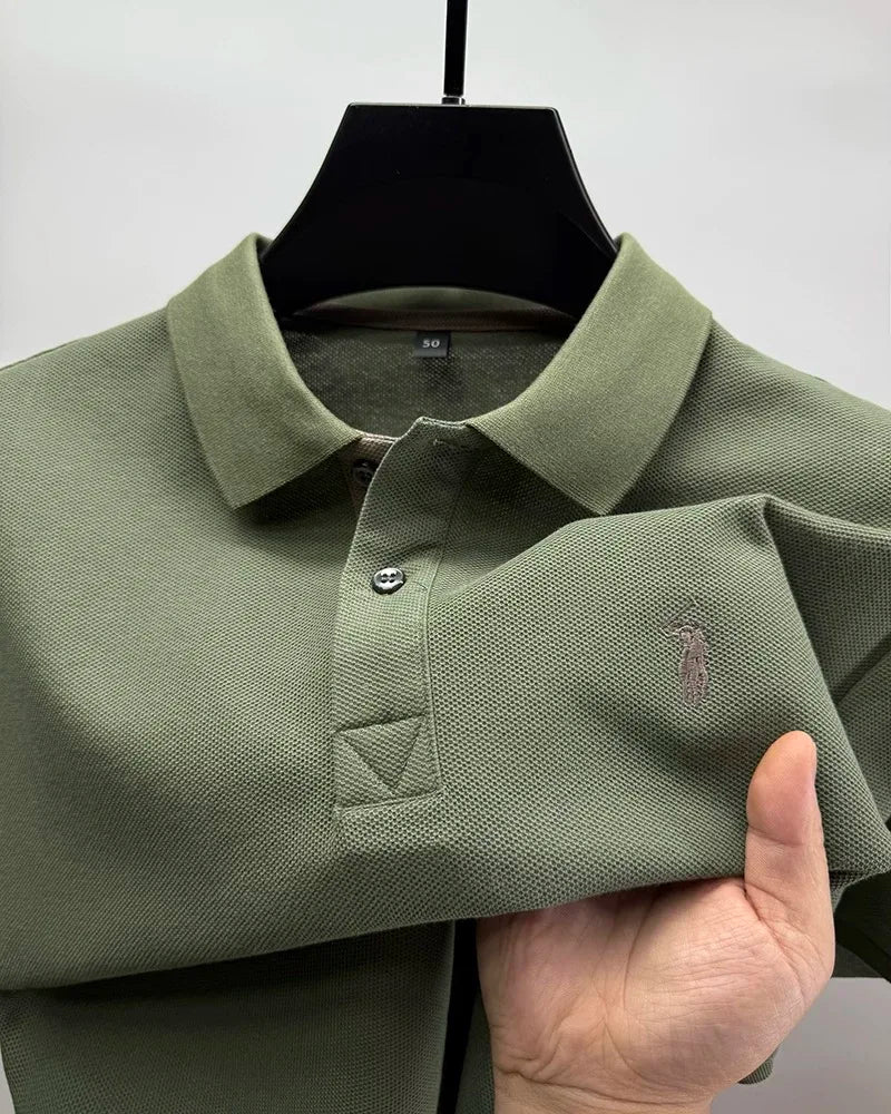 100% pure cotton high-end brand men's short sleeve polo shirt summer fashion customization horse embroidery classic Paul T-shirt