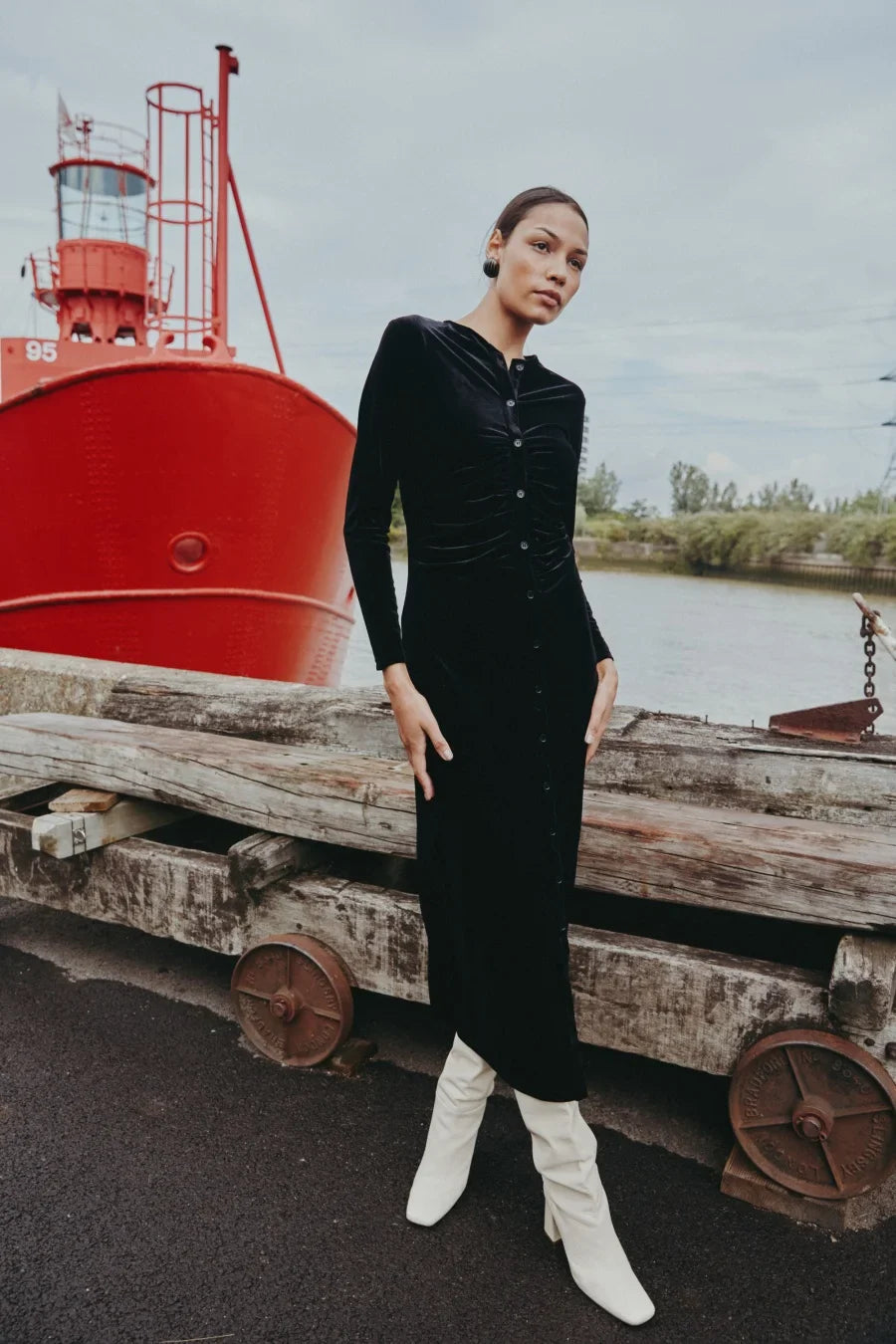 velvet print shirring woman dress elegance lady dressy wear
