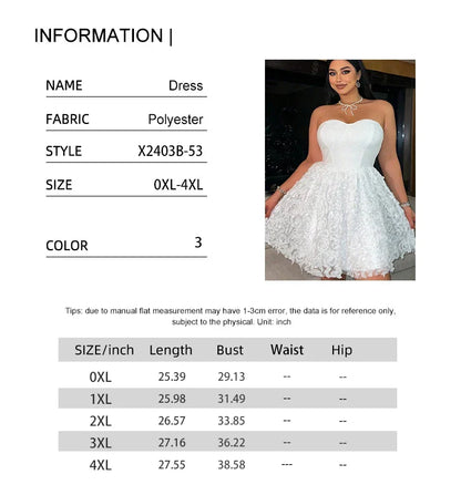 Plus Size 2025 Summer New Models Elegant Three-Dimensional Flowers Flowers Net Yarn Patchwork Corset Dress Polyester Material