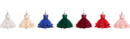 Summer Beading Girl Party Dress Christmas Costume Gala Bow Wedding Birthday Princess Dresses for Girls Baptism Prom Gown Vestido