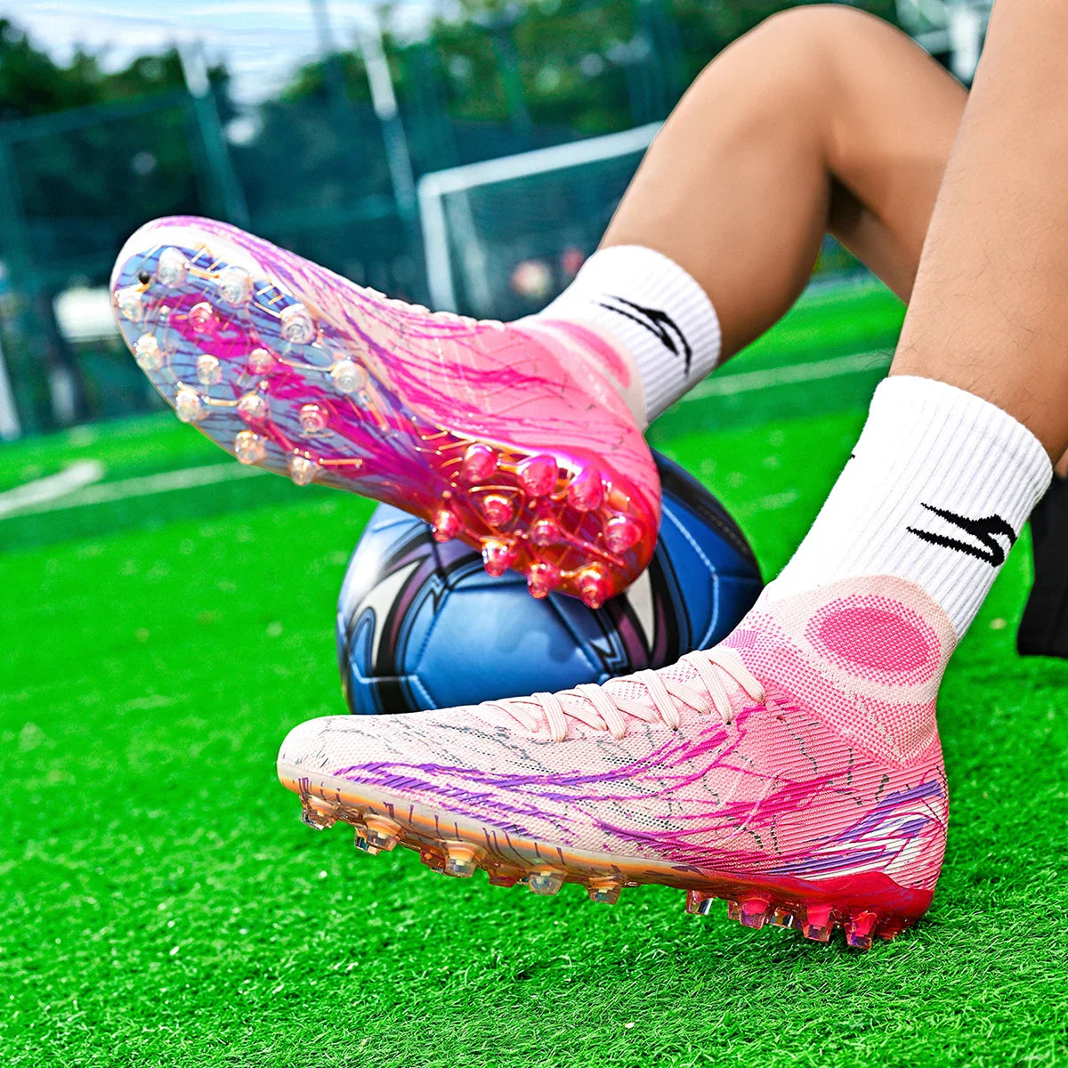 New football shoes men's anti slip boots AG/FG spikes professional match training shoes provide super strong grip