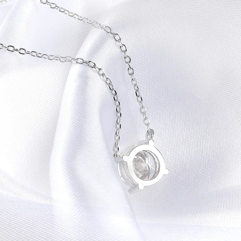 White Gold Plated 1-10CT Moissanite Necklace for Women Classic Four Claws Pendant Wedding Jewelry 925 Sterling Silver