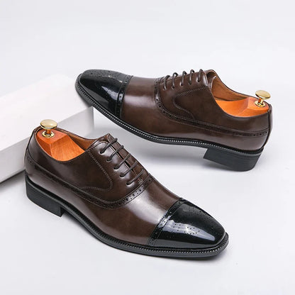 Men Lace Up Square Toe Dress Shoes, Business Black Oxfords Shoes