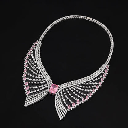2025 Popular 4-piece Bridal Zirconia Full Set Women's Party Jewelry, Luxury Dubai Nigeria CZ Luxury Crystal Wedding Necklace Set