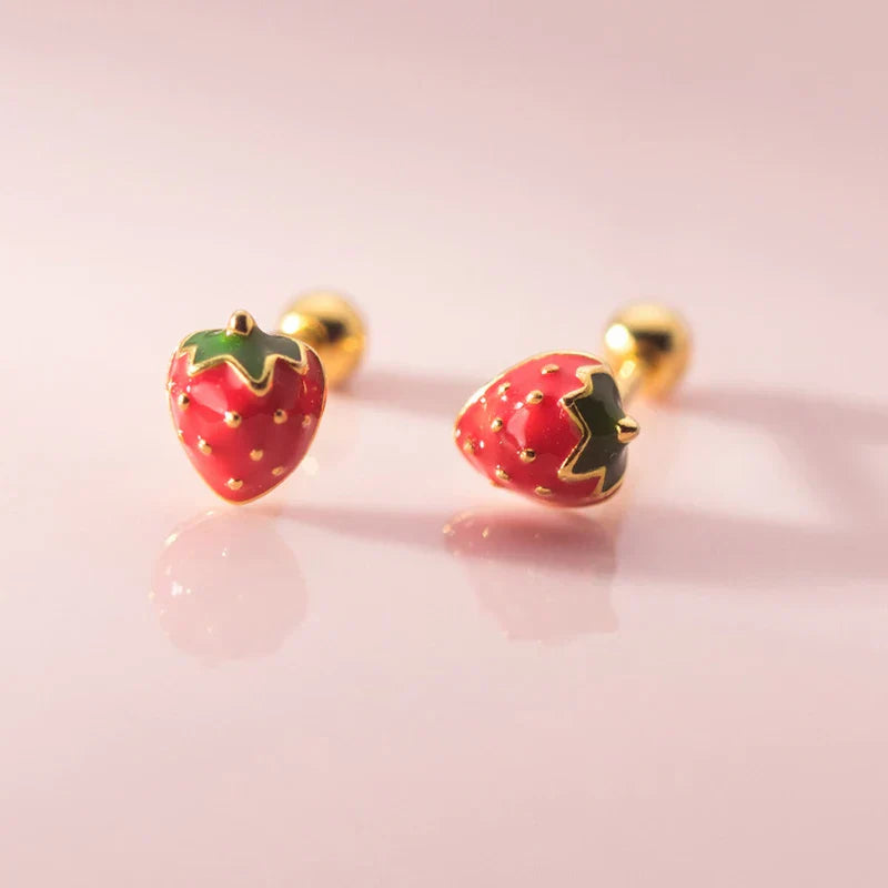 Real 925 Sterling Silver Mushroom Piercing Screw Ball Stud Earrings for Women Minimalist Fine Jewelry Plant Accessories