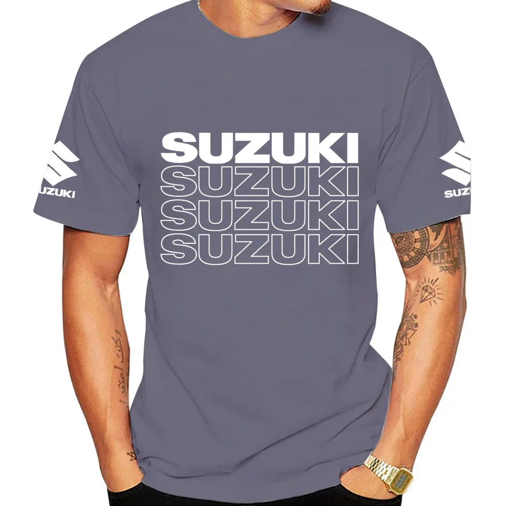 New Summer Racing Motorcycle 100% Cotton Trendy Men T-shirt Daily Outdoor Sports Party Casual Loose Street Short-sleeve