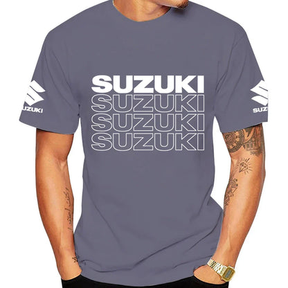 New Summer Racing Motorcycle 100% Cotton Trendy Men T-shirt Daily Outdoor Sports Party Casual Loose Street Short-sleeve
