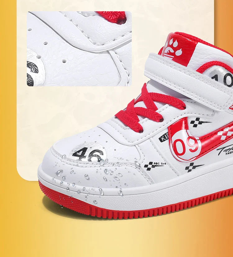 Cute girls and boys basketball shoes school activities children's casual shoes low-cut shoes autumn and winter new leather shoes