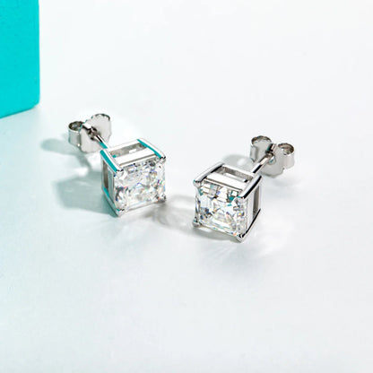 10K Gold Post 4/2/1ct Asscher Cut Moissanite Stud Earrings Anti-allergy Eearrings For Women Jewelry Wholesale