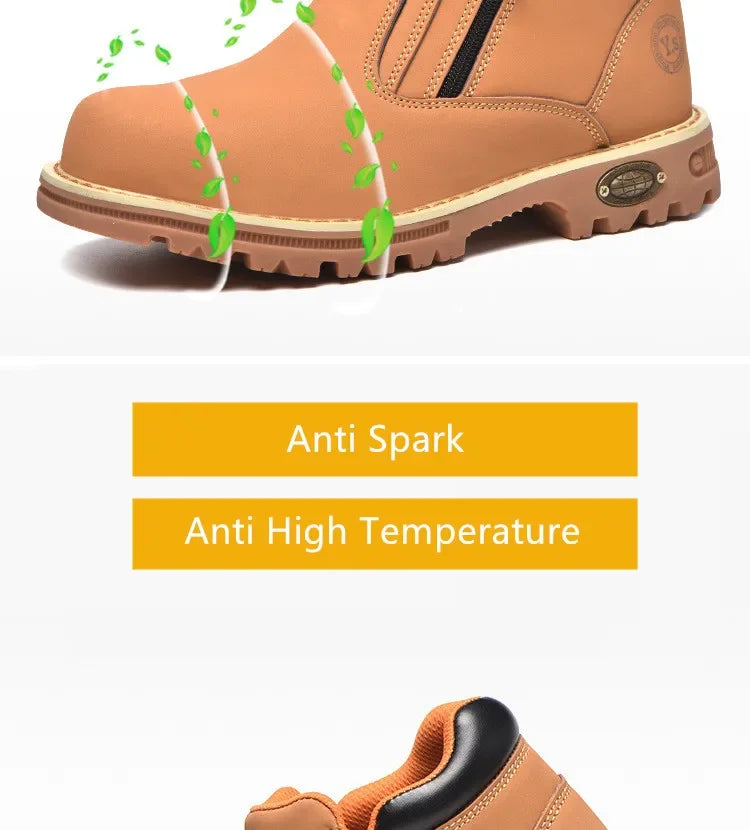 2025 Work Shoes for Men Waterproof Safety Shoes Man Anti Spark Leather Boots Man Anti Puncture Anti Slip Welder Shoe