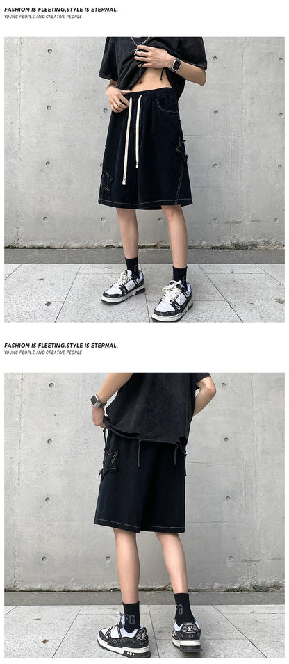 2024 Summer Shorts Men Loose spodenki meskie Vintage Denim Basic SimpleHot Sale High Waist Leisure Ulzzang Streetwear Short