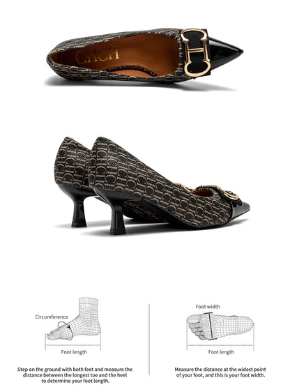 Fine Workmanship Simple Versatile Fashion Women's Single Shoes Classic Style Letter Print Design Women's High Heels