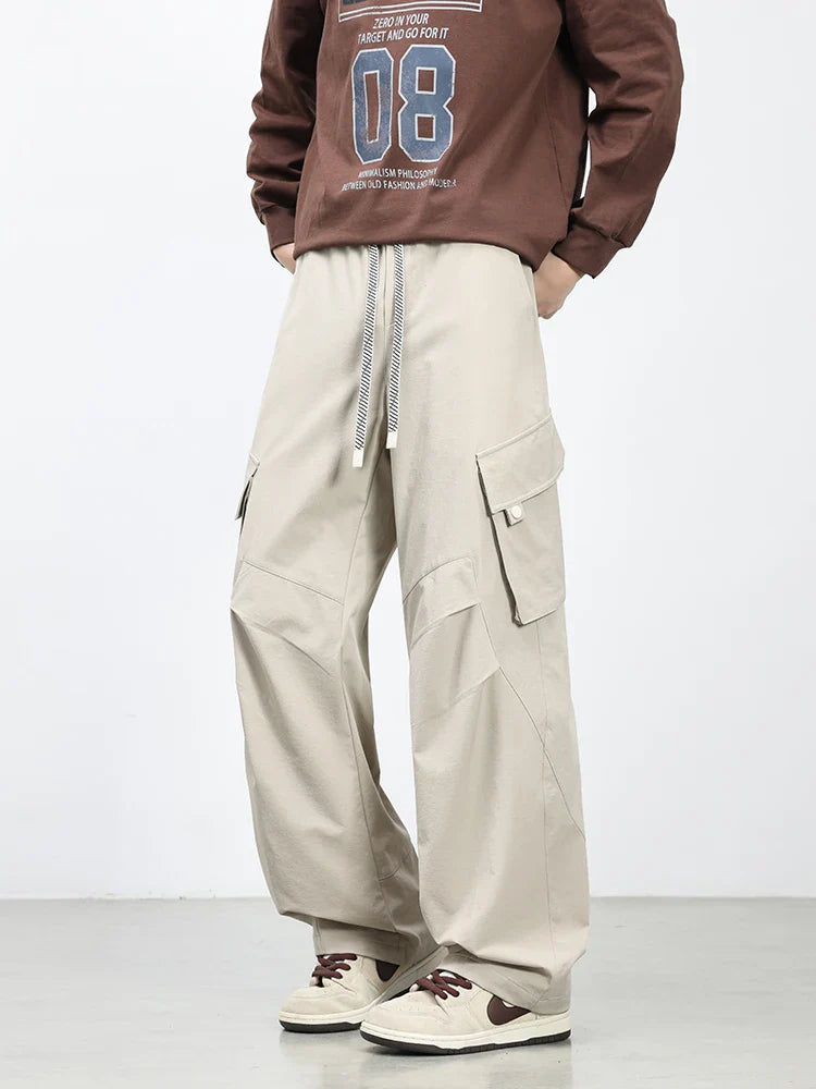 Summer Men's Cargo Pants with 5 Pockets Outdoor Quick Dry Casual Pants Lightweight and Cool Stretch Straight Trousers