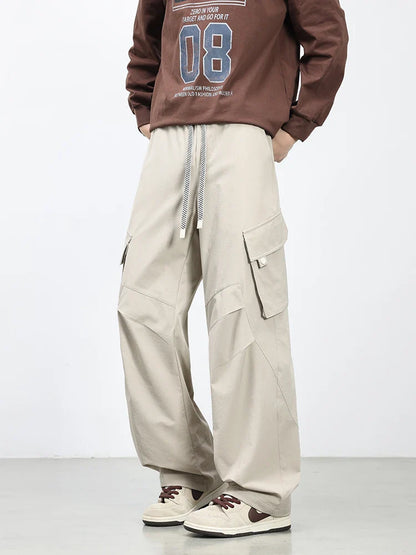 Summer Men's Cargo Pants with 5 Pockets Outdoor Quick Dry Casual Pants Lightweight and Cool Stretch Straight Trousers