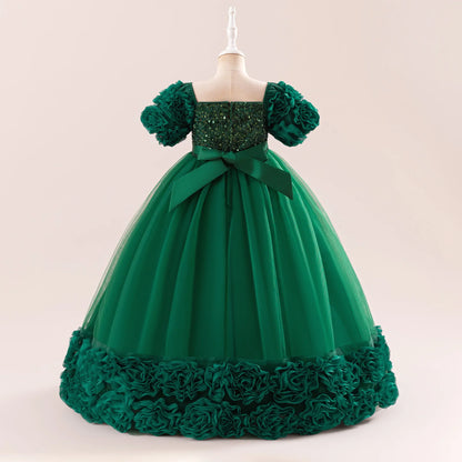 Summer Flower Girls Party Dress Elegant Tulle Bridesmaids Wedding Princess Dresses Girl Gala Birthday Evening Christmas Costumes