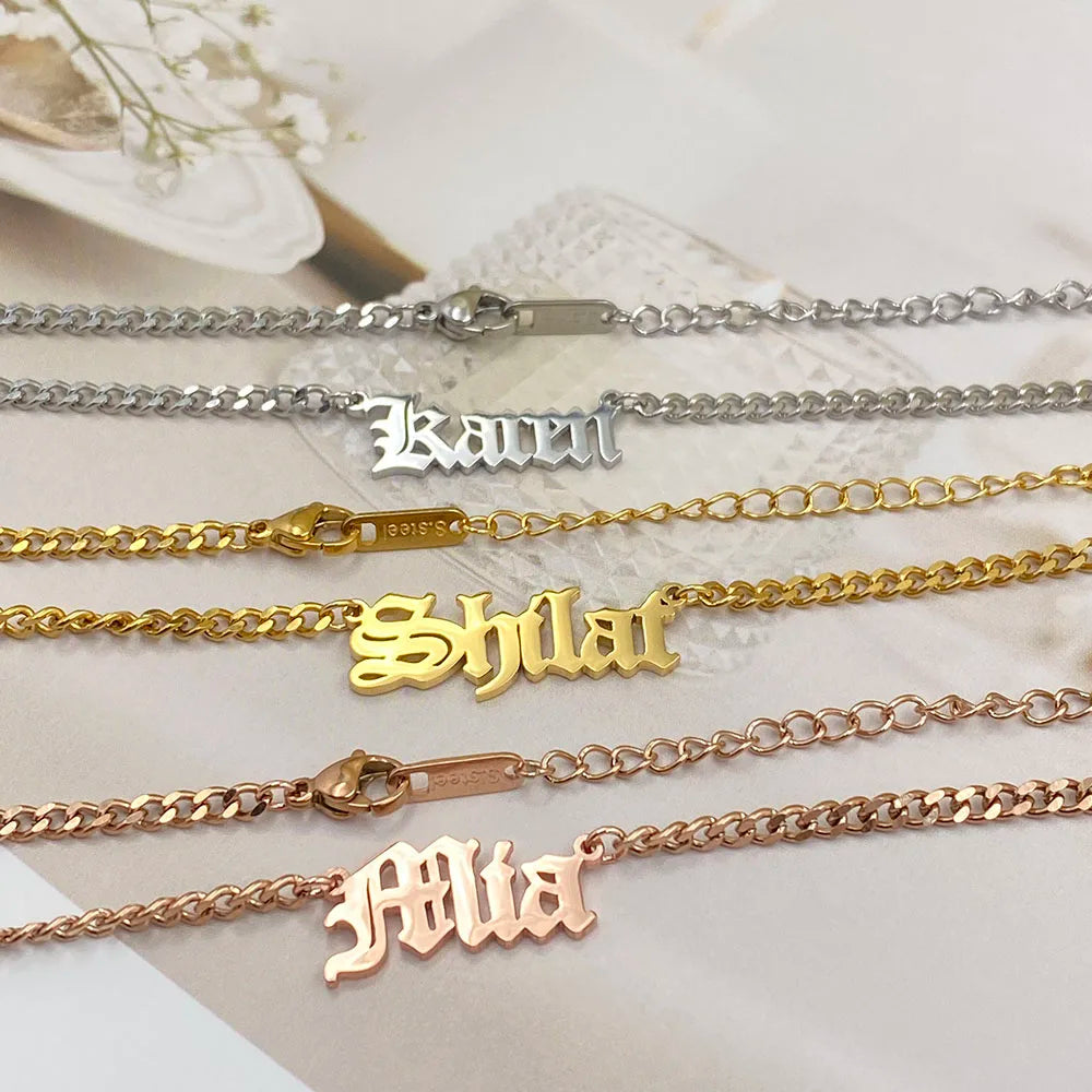 Custom Chain Men Name Pendant Customized Necklaces Women Cuban Chains Premium Stainless Steel Necklace Fashion Jewelry Gift