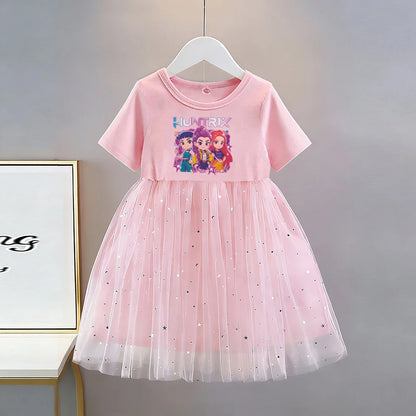 Summer New Girls Short-sleeved Dresses Kids Elegant Princess Dress Dress Baby Princess Girls Dress Children Birthday Party Dress
