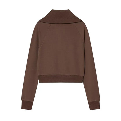 Women's Suits Flare Pants Sets 2 Piece Set Fleece Elastic Waist Trouser Suit Cropped Sweatshirts Jacket Two-Piece Set