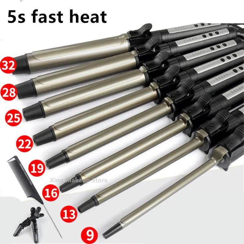 1PC 9/13/16/19/25/32mm Automatic Ceramic Hair Curler Rotating Temperature Display Professional Anti-Scalding Hair Styling Tool