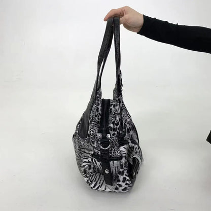 Y2K vintage hot girl personality leopard print shoulder bag with multiple compartments, Maillard crossbody handbag