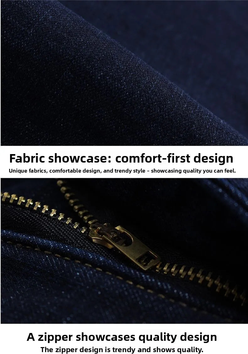 Autumn and Winter New Male Business Casual Stretch Trousers Concise Blue Denim Pants Men's Loose Straight Jeans Jeans for Man