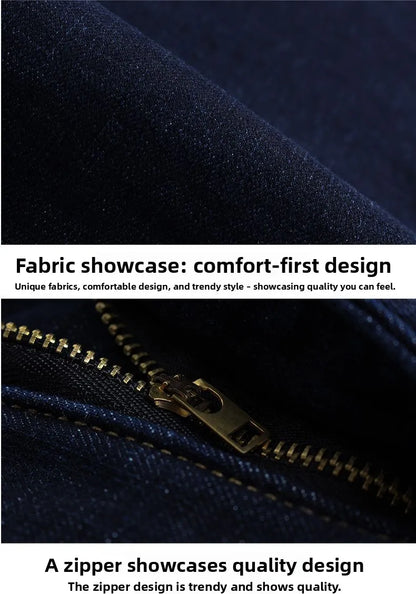 Autumn and Winter New Male Business Casual Stretch Trousers Concise Blue Denim Pants Men's Loose Straight Jeans Jeans for Man