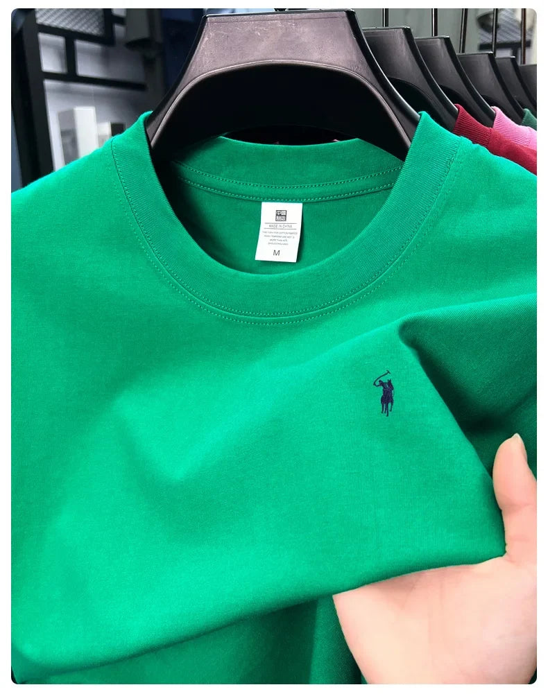 100% cotton men's short sleeve T-shirt fashion brand Paul Pony embroidery summer new high-end comfortable casual round neck top